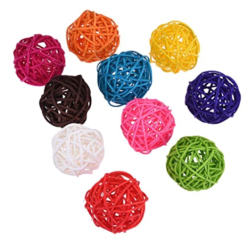 VONGLYHOO Rattan Balls Bird Toy Sittich Chewing Toy Pet Cage Bite Ball Diy Decor 10pcs Random Color Papagei Chewing Toys Rattan Decorative Balls Papagei Cage Ball to von VONGLYHOO