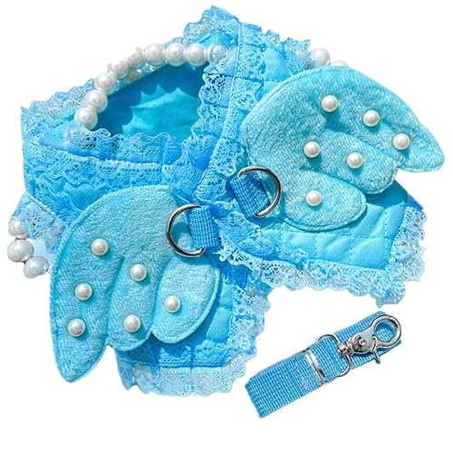 Niedliches Hundegeschirr mit Engelsflügeln, atmungsaktives Mesh-Leine-Set for kleine Hunde, Welpen, Brusthalsband, Frühling und Sommer, for Spaziergänge mit dem Hund, Heimtierbedarf (Color : Blue-a, Niedliches Hundegeschirr mit Engelsflügeln, atmungsaktives Mesh-Leine-Set for kleine Hunde, Welpen, Brusthalsband, Frühling und Sommer, for Spaziergänge mit dem Hund, Heimtierbedarf (Color : Blue-a, von VOODUE