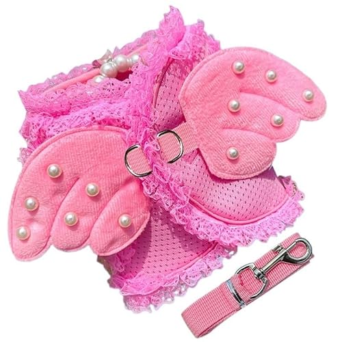 Niedliches Hundegeschirr mit Engelsflügeln, atmungsaktives Mesh-Leine-Set for kleine Hunde, Welpen, Brusthalsband, Frühling und Sommer, for Spaziergänge mit dem Hund, Heimtierbedarf (Color : Pink-A, Niedliches Hundegeschirr mit Engelsflügeln, atmungsaktives Mesh-Leine-Set for kleine Hunde, Welpen, Brusthalsband, Frühling und Sommer, for Spaziergänge mit dem Hund, Heimtierbedarf (Color : Pink-A, von VOODUE