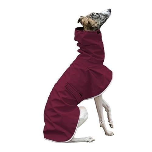 VOODUE Warme Hundejacke, wasserdicht, Whippet-Mantel, Winter, verstellbar, Windhund-Kleidung, warme Winter-Fleece-Kleidung, italienische Windhund-Kleidung (Color : Rot, Size : L) von VOODUE