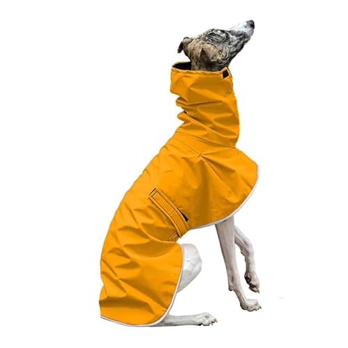 VOODUE Warme Hundejacke, wasserdicht, Whippet-Mantel, Winter, verstellbar, Windhund-Kleidung, warme Winter-Fleece-Kleidung, italienische Windhund-Kleidung (Color : Yellow, Size : M) von VOODUE
