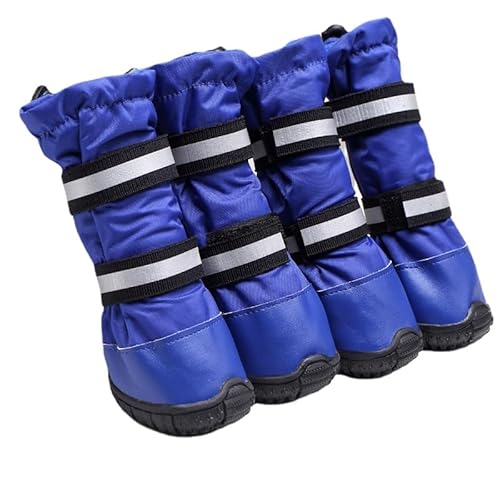 VOODUE hundestiefel Hundeschuhe, wasserdichte Schneestiefel, mittelgroße und große Hundeschuhe, universelle Regenstiefel, reflektierende Riemenabdeckung (Color : Blau, Size : M) von VOODUE