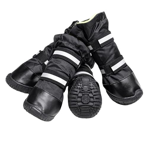 VOODUE hundestiefel Hundeschuhe, wasserdichte Schneestiefel, mittelgroße und große Hundeschuhe, universelle Regenstiefel, reflektierende Riemenabdeckung (Color : Schwarz, Size : M) von VOODUE