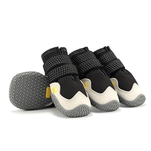 VOODUE hundestiefel Rugged Anti-Slip Dog Shoes Waterproof Reflective Pet Booties Outdoor Durable Puppy Boots for Small Medium Large Dogs (Color : Black Gray, Size : L) von VOODUE