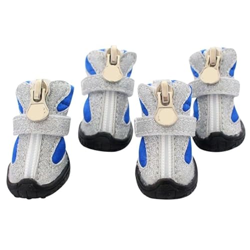 VOODUE hundestiefel Winter-Hundeschneestiefel Haustier-Hundeschuhe mit Reißverschluss wasserdichte rutschfeste Schneeschuhe for kleine mittelgroße Hunde (Color : 1, Size : L-01) von VOODUE