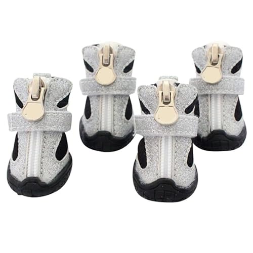 VOODUE hundestiefel Winter-Hundeschneestiefel Haustier-Hundeschuhe mit Reißverschluss wasserdichte rutschfeste Schneeschuhe for kleine mittelgroße Hunde (Color : L, Size : XS) von VOODUE
