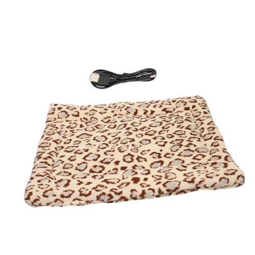 VOSAREA 1 Stück Heizmatte für Haustiere USB Beheizbare Hundedecke Waschbar Einstellbare Temperatur Leopard Design für Hunde und Katzen Sorgt für Warmen und Gemütlichen Schlaf von VOSAREA