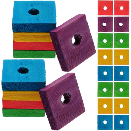 VOSAREA 100 Stück Papageien-Holz-Kauspielzeug, Vogelbeißspielzeug, Zahnschleifwerkzeug, DIY-Papageienspielzeug, gemischte Farben von VOSAREA