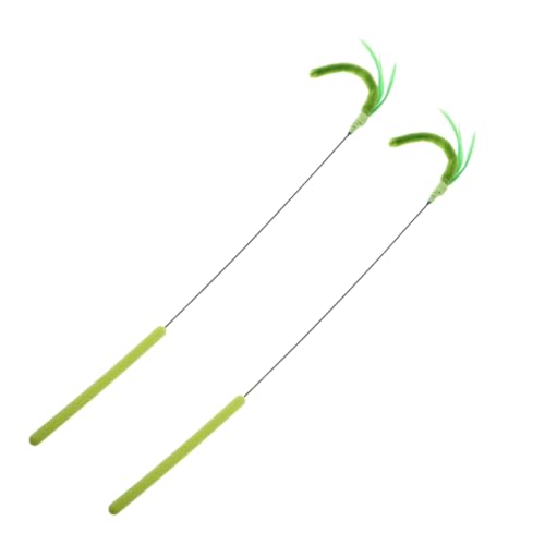VOSAREA 2 Stück Interaktives Katzenspielzeug, Lustiges Kätzchenspielzeug Mit Plüsch-hundeschwanz-Gras-Design, Langer Stab, Katzenstab Für Interaktives Spielen Im Innenbereich von VOSAREA