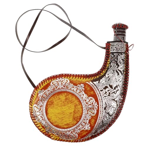 VOSAREA Wasserbeutel Weinflasche im Antiken Stil Faltbare Wasserflasche für Rucksackreisen Vintage Weinaufbewahrungstasche für Outdoor Aktivitäten von VOSAREA