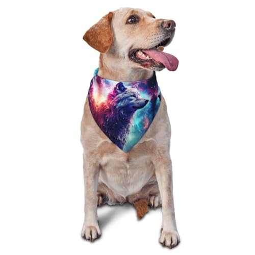 Hundehalstuch, Dreieckstuch mit Sternenhimmel, bunt, Wolf-Design, niedliches Hundezubehör Hundehalstuch, Dreieckstuch mit Sternenhimmel, bunt, Wolf-Design, niedliches Hundezubehör von VOSERY