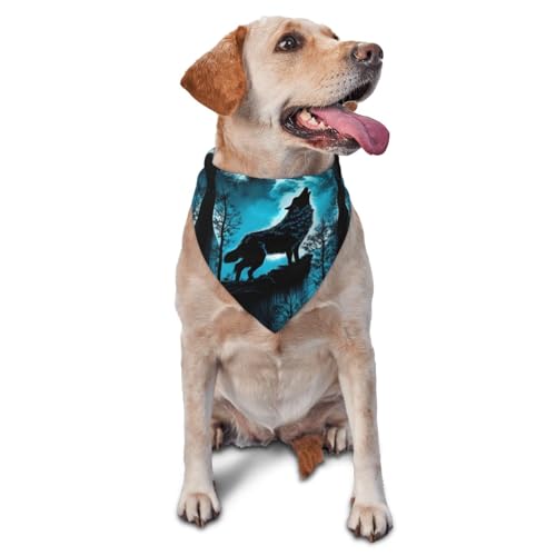 Hundehalstuch, blaues Dreieckstuch mit Vollmondwolf, niedliches Hundezubehör, Hundehalstücher Hundehalstuch, blaues Dreieckstuch mit Vollmondwolf, niedliches Hundezubehör, Hundehalstücher von VOSERY
