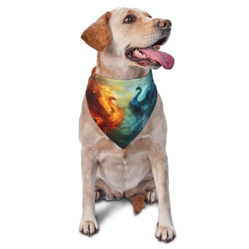 Hundehalstuch, rotes und blaues Feuerpfau-Design, Dreieck-Lätzchen, Hundetaschentuch, niedliches Hundezubehör, Hundehalstücher Hundehalstuch, rotes und blaues Feuerpfau-Design, Dreieck-Lätzchen, Hundetaschentuch, niedliches Hundezubehör, Hundehalstücher von VOSERY