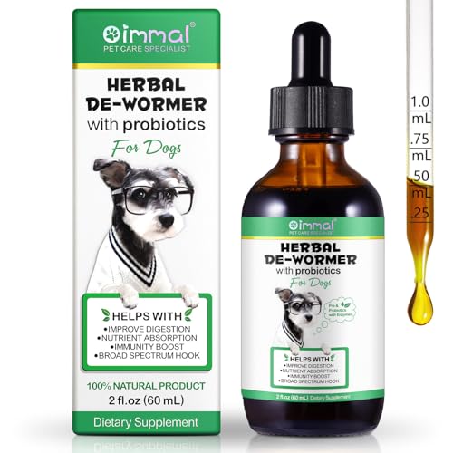 Wurmkur Hund Tropfen 60ml, Kräuterentwurmer mit Probitika, Verbesserung der Verdauung, Immunitätsschub, Anti-Parasiten, Breitband-Hakenwürmer, Sicher, Effektiv, Wurmkur für Hunde von VOSIFSDIY