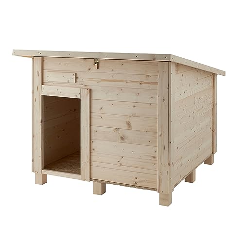 VOSS.PET Hundehütte aus Waldkiefernholz mit Flachdach, Milou 80x80x65cm, Hundehaus, Outdoor-Hütte, Kleintierhaus für drinnen und draußen, Holzhütte für mittelgroße bis große Hunde VOSS.PET Hundehütte aus Waldkiefernholz mit Flachdach, Milou 80x80x65cm, Hundehaus, Outdoor-Hütte, Kleintierhaus für drinnen und draußen, Holzhütte für mittelgroße bis große Hunde von VOSS.PET