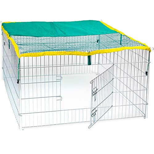 VOSS.pet Kleintiergehege, Freilauf 111x111x65cm für Kaninchen, Meerschweinchen Auslauf - mit Sonnenschutz von VOSS.PET