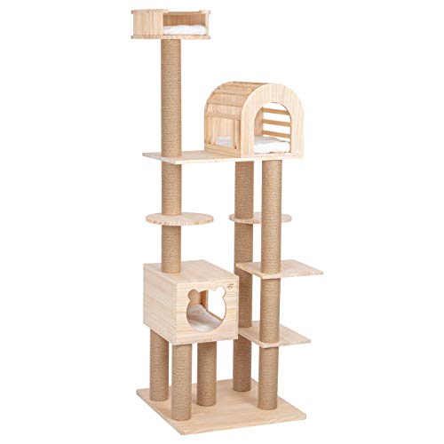 VOSS.PET Großer Kratzbaum Theo 179cm, Premium Kletterbaum, Echtholz Katzenkratzbaum Liegefläche Schlafhöhle Katze Kater VOSS.PET Großer Kratzbaum Theo 179cm, Premium Kletterbaum, Echtholz Katzenkratzbaum Liegefläche Schlafhöhle Katze Kater von VOSS.PET