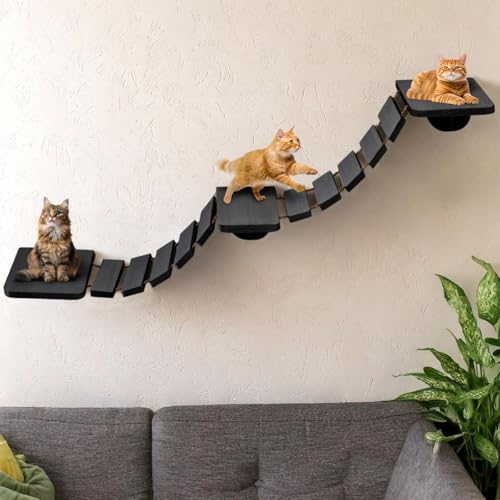 VOSS.PET Kletterlandschaft „Lucius“ für Katzen, 150x30cm, Kletterwand, schwarz, mit DREI Plattformen, zur Wandmontage VOSS.PET Kletterlandschaft „Lucius“ für Katzen, 150x30cm, Kletterwand, schwarz, mit DREI Plattformen, zur Wandmontage von VOSS.PET
