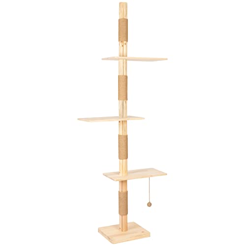 VOSS.pet Decken-Kratzbaum Big Barry 230-270cm, Premium Kiefer Massivholz deckenhoher Katzenkratzbaum mit Plattformen und Spielball VOSS.pet Decken-Kratzbaum Big Barry 230-270cm, Premium Kiefer Massivholz deckenhoher Katzenkratzbaum mit Plattformen und Spielball von VOSS.PET