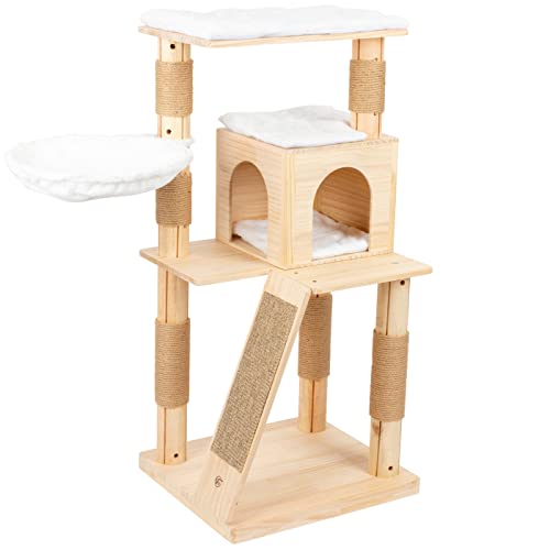 VOSS.pet Kratzbaum Cassy 115cm - Premium Kiefer Massivholz Katzenkratzbaum mit Plattformen, Höhle, Hängematte und Rampe VOSS.pet Kratzbaum Cassy 115cm - Premium Kiefer Massivholz Katzenkratzbaum mit Plattformen, Höhle, Hängematte und Rampe von VOSS.PET