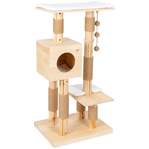 VOSS.pet Kratzbaum Momme 117cm, Premium Massivholz Katzenkratzbaum mit Plattformen und Echtholzstämmen aus Kiefer VOSS.pet Kratzbaum Momme 117cm, Premium Massivholz Katzenkratzbaum mit Plattformen und Echtholzstämmen aus Kiefer von VOSS.PET