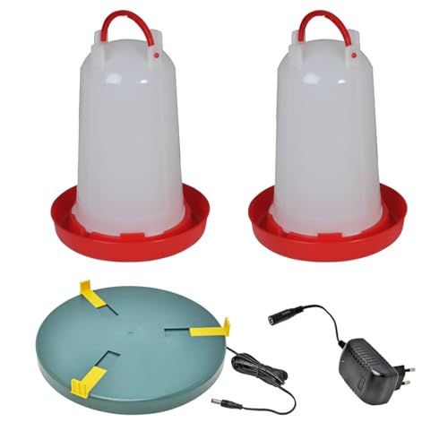 Tränke und Heizplatte von VOSS.eisfrei im Set, 2X Geflügeltränken mit Bajonettverschluss 6 Liter + 30cm VOSS.eisfrei Heizplatte für Geflügelhaltung, Wärmeplatte als Tränkenwärmer für Hühner Tränke und Heizplatte von VOSS.eisfrei im Set, 2X Geflügeltränken mit Bajonettverschluss 6 Liter + 30cm VOSS.eisfrei Heizplatte für Geflügelhaltung, Wärmeplatte als Tränkenwärmer für Hühner von VOSS