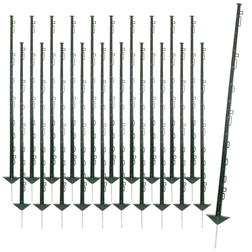 VOSS.farming 20x Kunststoffpfähle 125cm 12 Ösen grün Weidezaunpfahl glasfaserverstärkt Doppeltritt von VOSS.farming