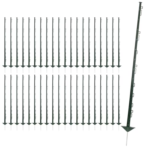 VOSS.farming 40x Kunststoffpfähle 125cm 12 Ösen grün Weidezaunpfahl glasfaserverstärkt Doppeltritt von VOSS.farming