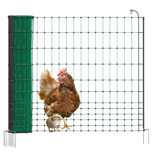 VOSS.farming Geflügelnetz 50m 112cm hoch Basic - Hühnerzaun elektrifizierbar, 14 stabile Pfähle mit Doppelspitze, grüner Geflügelzaun, Flexibler Zaun, mobiler Begrenzungszaun für Hühner, Haustiere VOSS.farming Geflügelnetz 50m 112cm hoch Basic - Hühnerzaun elektrifizierbar, 14 stabile Pfähle mit Doppelspitze, grüner Geflügelzaun, Flexibler Zaun, mobiler Begrenzungszaun für Hühner, Haustiere von VOSS.farming