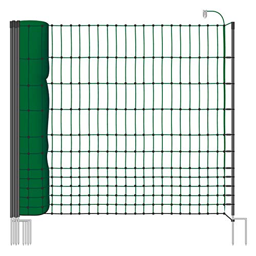 VOSS.farming Hühnernetz 50m, Geflügelzaun, Geflügelnetz, 112 cm, 16 Pfähle, 2 Spitzen, grün Classic VOSS.farming Hühnernetz 50m, Geflügelzaun, Geflügelnetz, 112 cm, 16 Pfähle, 2 Spitzen, grün Classic von VOSS.farming