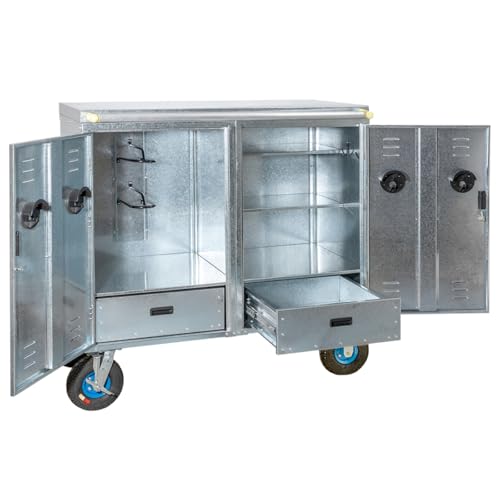 VOSS.farming Mobiler Turnierwagen 140x70x106cm für 2 Sättel mit Rollen und Stauraum von VOSS.farming