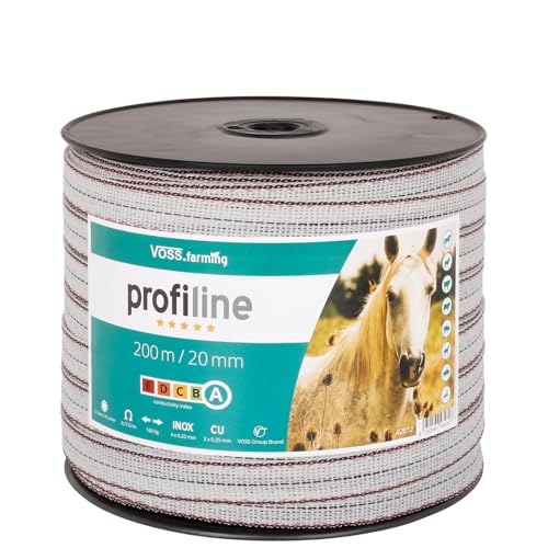 VOSS.farming Weidezaunband, Profiline, 200m 20mm, Kupfer und NIRO Leiter, Weiß Schwarz, Elektrozaun Band, Pferdezaun VOSS.farming Weidezaunband, Profiline, 200m 20mm, Kupfer und NIRO Leiter, Weiß Schwarz, Elektrozaun Band, Pferdezaun von VOSS.farming