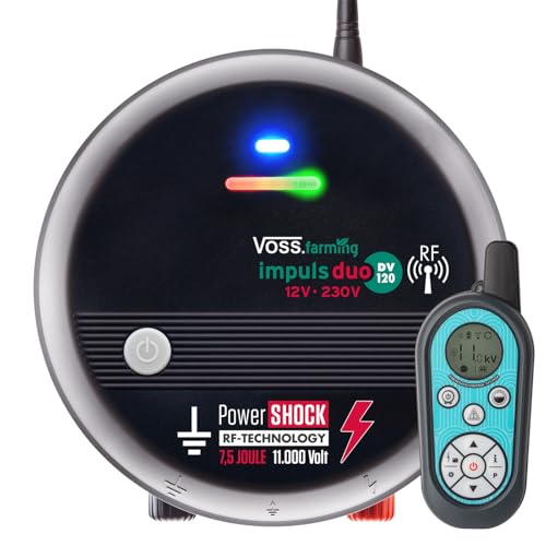 VOSS.farming Weidezaungerät Impuls Duo DV120 RF, 12V/230V, mit Funkfernbedienung, Fernsteuerung bis 10km Reichweite von VOSS.farming