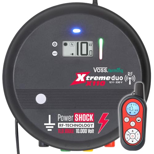VOSS.farming Weidezaungerät Xtreme Duo X110 RF, 12V/230V, 11J, für Profis, sehr stark, mit Fernbedienung von VOSS.farming