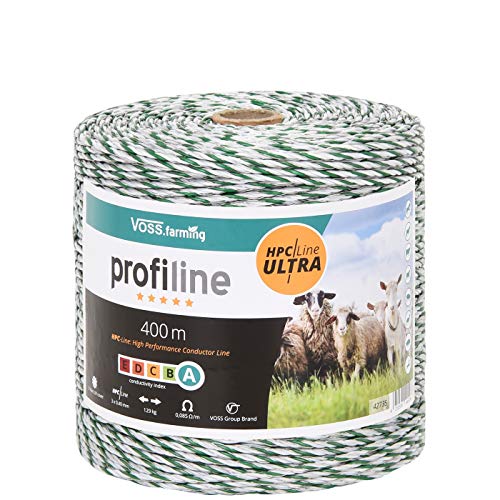 VOSS.farming Weidezaunlitze 400m, 3x0,40 HPC/Ultra Leiter, Fiberglasstränge PVC-beschichtet, weiß-grün von VOSS.farming