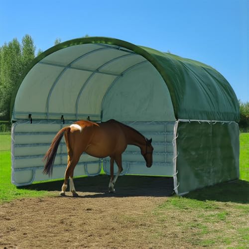 VOSS.farming Weidezelt 3,00 x 3,00m Weideunterstand Lagerzelt Rundbogen Komplettset grün UV-beständig von VOSS.farming