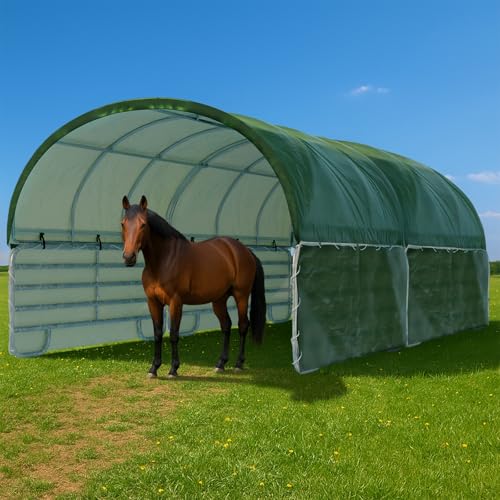 VOSS.farming Weidezelt XXL 7,20 x 3,60m Weideunterstand LagerzeltRundbogen Komplettset extra belastbar von VOSS.farming