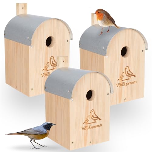 VOSS.garden 3X Nistkasten Baker Runddach, Vogelhaus, Meisenkasten, Brutplatz, Nisthöhle für Meisen, Sperlinge, Holz wetterfest VOSS.garden 3X Nistkasten Baker Runddach, Vogelhaus, Meisenkasten, Brutplatz, Nisthöhle für Meisen, Sperlinge, Holz wetterfest von VOSS.garden