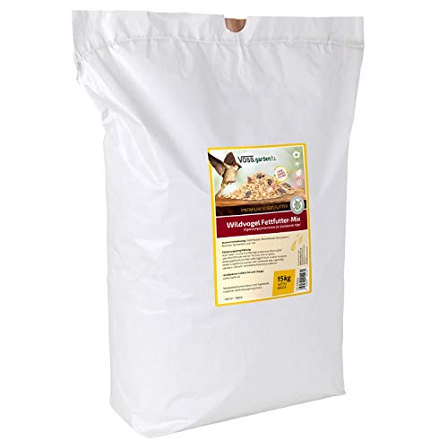 VOSS.garden 15kg Wildvogel Fettfutter-Mix Streufutter Vogelfuttermischung für Vogelhaus und Futterstation von VOSS.garden