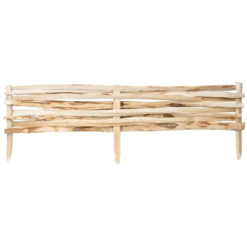 VOSS.garden Steckzaun 100x20cm Beeteinfassung Holz Rasenbegrenzung Haselnuss Gartenzaun von VOSS.garden