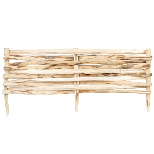 VOSS.garden Steckzaun 100x30cm Beeteinfassung Holz Rasenbegrenzung Haselnuss Gartenzaun von VOSS.garden