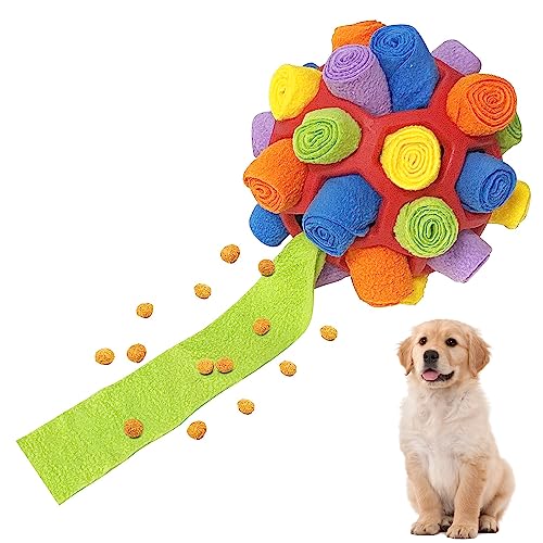 VOSSOT Schnüffelball für Hunde, Schnüffelteppich Schnüffelspielzeug für Hunde Interaktive Hundespielzeug tragbarer Haustier Snuffle Ball Toy für Kleine Mittelgroße Hunde Haustier (Rot Grün) von VOSSOT