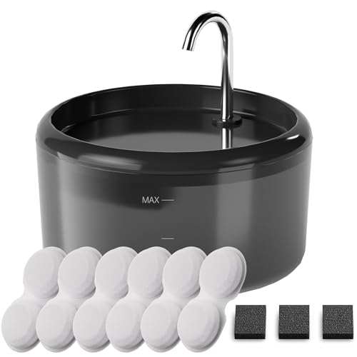 Katzenbrunnen Katzen Trinkbrunnen: 2.4L Trinkbrunnen Katze Leiser - Katzen Brunnen Wasserfall Automatischer - Katzenbrunnen für Katze - Filtration Von SüßWasser - Mit 6 Kohlefilters + 3 Schwämmes von VOUAAOOD
