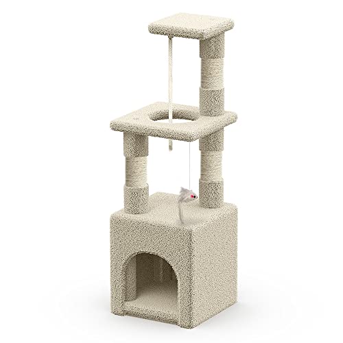 VOUNOT Kratzbaum Klein, Katzenbaum für Katzen, Stabil Katzenkratzbaum mit Plattform, Höhle, Sisal-Stämmen, Höhe 88 cm, Beige VOUNOT Kratzbaum Klein, Katzenbaum für Katzen, Stabil Katzenkratzbaum mit Plattform, Höhle, Sisal-Stämmen, Höhe 88 cm, Beige von VOUNOT
