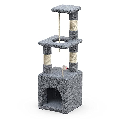 VOUNOT Kratzbaum Klein, Katzenbaum für Katzen, Stabil Katzenkratzbaum mit Plattform, Höhle, Sisal-Stämmen, Höhe 88 cm, Grau VOUNOT Kratzbaum Klein, Katzenbaum für Katzen, Stabil Katzenkratzbaum mit Plattform, Höhle, Sisal-Stämmen, Höhe 88 cm, Grau von VOUNOT