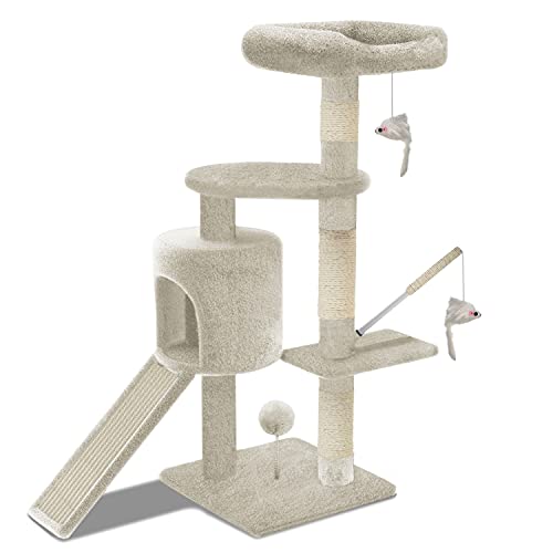 VOUNOT Kratzbaum Stabiler Katzenbaum Kletterbaum für Katzen, mit Plattformen Höhle Sisalseil, 115cm, Beige VOUNOT Kratzbaum Stabiler Katzenbaum Kletterbaum für Katzen, mit Plattformen Höhle Sisalseil, 115cm, Beige von VOUNOT