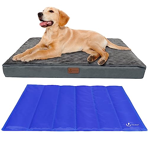 VOUNOT Orthopädisches Hundebett mit Abnehmbarer Kühlmatte, 2 in 1 Hundekissen Kleine Hunde, Waschbare Hundematte, Grau 76x51x9 cm VOUNOT Orthopädisches Hundebett mit Abnehmbarer Kühlmatte, 2 in 1 Hundekissen Kleine Hunde, Waschbare Hundematte, Grau 76x51x9 cm von VOUNOT