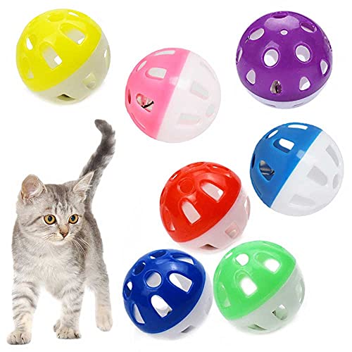 VOVIGGOL 12st 4CM Katzenspielzeug Ball mit Glocke, Haustier Spielzeug Katzen Ball, Katzenspielzeug mit Glöckchen, Katzen Bälle für Kätzchen, Kunststoff Katzenspielzeug von VOVIGGOL