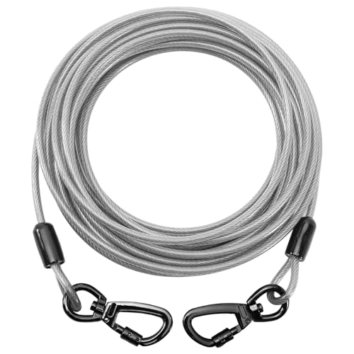 VOXGET 4,5 m langes Hunde-Auslaufkabel, robuste Hundeleine mit 360° drehbaren Clips für große Haustiere bis zu 227 kg, kaufeste, abschließbare Leine für Hof, Camping, Outdoor, Silber, 4,5 m VOXGET 4,5 m langes Hunde-Auslaufkabel, robuste Hundeleine mit 360° drehbaren Clips für große Haustiere bis zu 227 kg, kaufeste, abschließbare Leine für Hof, Camping, Outdoor, Silber, 4,5 m von VOXGET