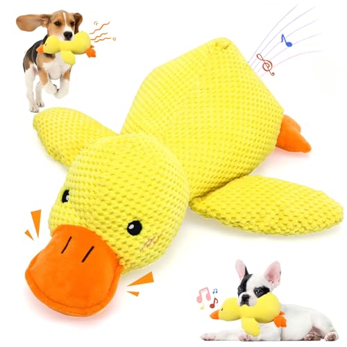 VOXGET Beruhigendes Entenspielzeug für Hunde, interaktives Plüsch-Spielzeug mit Quackgeräusch und verrücktem Knistern für aggressive Kauer, weiches gefülltes beruhigendes Kissen für Indoor-Hunde VOXGET Beruhigendes Entenspielzeug für Hunde, interaktives Plüsch-Spielzeug mit Quackgeräusch und verrücktem Knistern für aggressive Kauer, weiches gefülltes beruhigendes Kissen für Indoor-Hunde von VOXGET